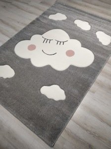 Antialerjik Çocuk Halısı KDS09 Gri Bulut Desenli 160x230 cm