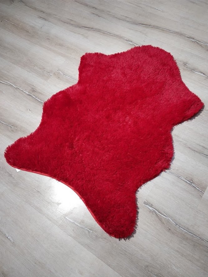 YamalıHome Tavşan Tüyü Kırmızı 70x100 cm Peluş Post Halı