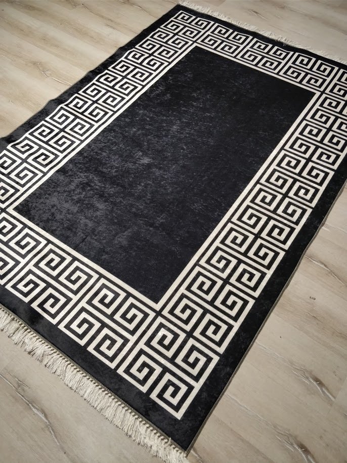 YamalıHome Style Viva7009 Siyah Kareli 120x180 cm Baskı Kilim
