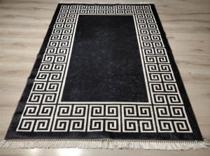 YamalıHome Style Viva7009 Siyah Kareli 120x180 cm Baskı Kilim