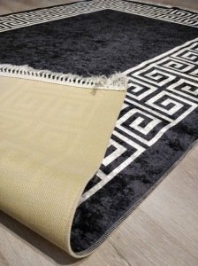 YamalıHome Style Viva7009 Siyah Kareli 120x180 cm Baskı Kilim