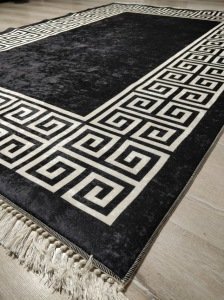 YamalıHome Style Viva7009 Siyah Kareli 120x180 cm Baskı Kilim