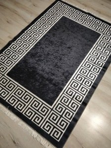 YamalıHome Style Viva7009 Siyah Kareli 120x180 cm Baskı Kilim
