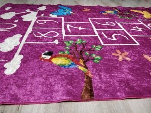 YamalıHome Style C001 Mor Seksek Desenli 120x180 cm Çocuk Halısı