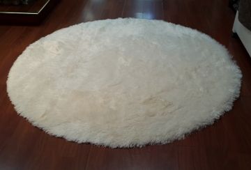 Yamalı Home Tavşan Tüyü Beyaz 120x120cm Yuvarlak Halı