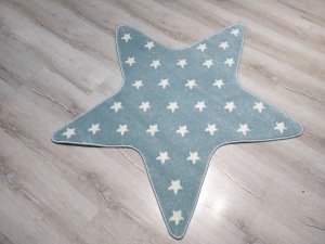 Antialerjik Çocuk Halısı KDS14 Mavi Yıldız Şekli 120x120 cm