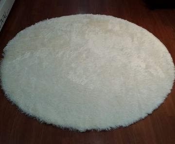 Yamalı Home Tavşan Tüyü Beyaz 160x160cm Yuvarlak Halı