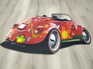 YamalıHome Kids Vosvos Araba Şekilli Çocuk Halısı KC07Kırmızı 100x140 cm