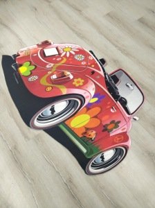 YamalıHome Kids Vosvos Araba Şekilli Çocuk Halısı KC07Kırmızı 100x140 cm