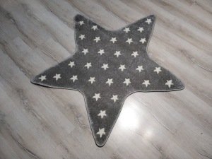 Antialerjik Çocuk Halısı KDS14 Gri Yıldız Şekli 120x120 cm