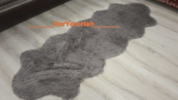 YAMALI home Tavşan Tüyü Gri Post Halı 70x200 cm