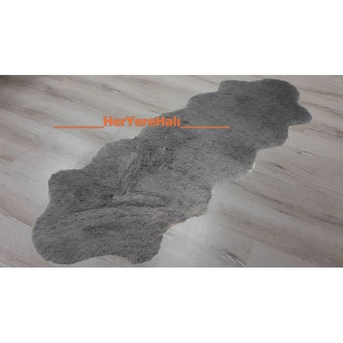 YAMALI home Tavşan Tüyü Gri Post Halı 70x200 cm