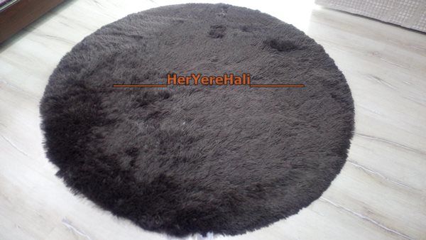 Doğuş Tavşan Tüyü Kahve 140x140cm Yuvarlak Halı