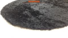 Yamalı Home Tavşan Tüyü Siyah 140x140cm Yuvarlak Halı