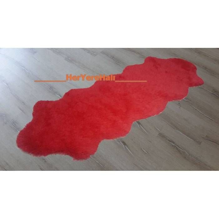 Yamalı Home Tavşan Tüyü Kırmızı Post Halı 60x200 cm