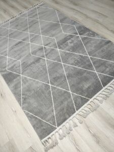 Eko Halı Urban URB02 Gri Beyaz Kilim Desenli Halı 160x230 cm