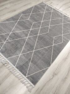 Eko Halı Urban URB02 Gri Beyaz Kilim Desenli Halı 160x230 cm
