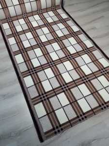 Halı Sarayı Gökkuşağı 018RVKahve Ekoseli 125 cm Kesme Yolluk