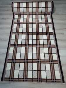 Halı Sarayı Gökkuşağı 018RVKahve Ekoseli 125 cm Kesme Yolluk