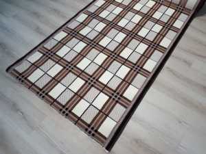 Halı Sarayı Gökkuşağı 018RVKahve Ekoseli 125 cm Kesme Yolluk