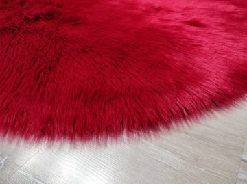 YamalıHome Peluş Halı APost Kırmızı 100x150cm Oval Peluş Halı