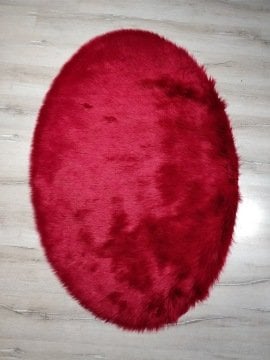 YamalıHome Peluş Halı APost Kırmızı 150x200cm Oval Peluş Halı