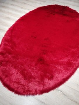 YamalıHome Peluş Halı APost Kırmızı 150x200cm Oval Peluş Halı