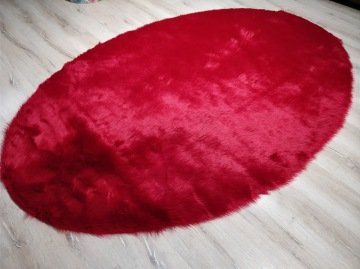 YamalıHome Peluş Halı APost Kırmızı 150x200cm Oval Peluş Halı