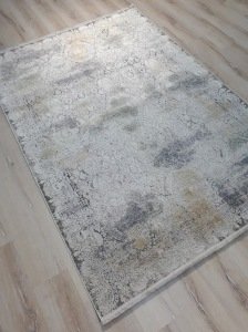 Yamalı Home Essence 6366 Gri Mavi 160x230 cm Saçaklı Salon Halısı