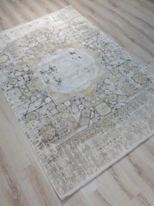 Tuğra Halı Memlük 1461 Gri Gold 160x230 cm Saçaklı Salon Halısı