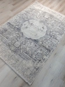 Tuğra Halı Memlük 1462 Gri Mavi 160x230 cm Saçaklı Salon Halısı