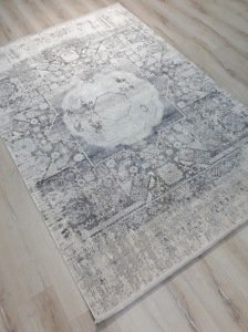 Tuğra Halı Memlük 1462 Gri Mavi 160x230 cm Saçaklı Salon Halısı