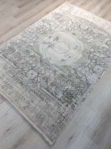 Tuğra Halı Memlük 1463 Gri Yeşil 160x230 cm Saçaklı Salon Halısı