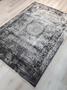 Tuğra Halı Rustic 1072 Siyah Gri 160x230 cm Saçaklı Salon Halısı