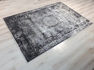 Tuğra Halı Rustic 1072 Siyah Gri 160x230 cm Saçaklı Salon Halısı