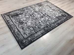 Tuğra Halı Rustic 1075 Siyah Gri 160x230 cm Saçaklı Salon Halısı
