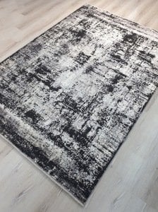 Tuğra Halı Rustic 1076 Siyah Gri 160x230 cm Saçaklı Salon Halısı