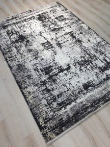 Tuğra Halı Rustic 1076 Siyah Gri 160x230 cm Saçaklı Salon Halısı