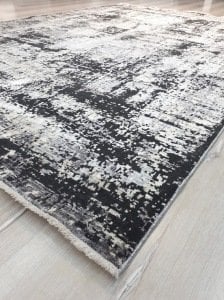 Tuğra Halı Rustic 1076 Siyah Gri 160x230 cm Saçaklı Salon Halısı