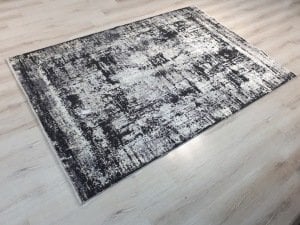 Tuğra Halı Rustic 1076 Siyah Gri 160x230 cm Saçaklı Salon Halısı