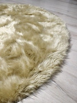 YamalıHome Peluş Halı APost Camel 150x150 cm Yuvarlak Peluş Post Halı