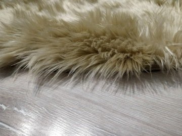 YamalıHome Peluş Halı APost Camel 150x150 cm Yuvarlak Peluş Post Halı