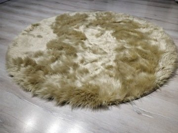 YamalıHome Peluş Halı APost Camel 150x150 cm Yuvarlak Peluş Post Halı