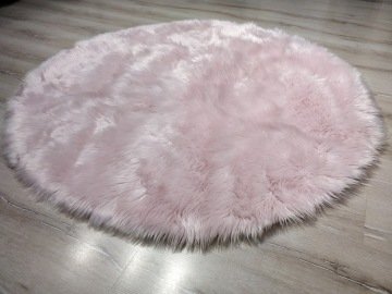 YamalıHome Peluş Halı APost Pembe 150x150 cm Yuvarlak Peluş Post Halı