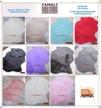 Yamalı Home Tavşan Tüyü Kaymaz Tabanlı Post Şekilli Halı Siyah - 70x200 cm