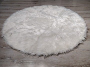 Yamalı Home Peluş Halı APost Beyaz Yuvarlak Halı 150x150 cm