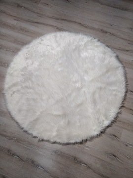 Yamalı Home Peluş Halı APost Beyaz Yuvarlak Halı 150x150 cm