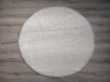 Yamalı Home Peluş Halı APost Beyaz Yuvarlak Halı 150x150 cm