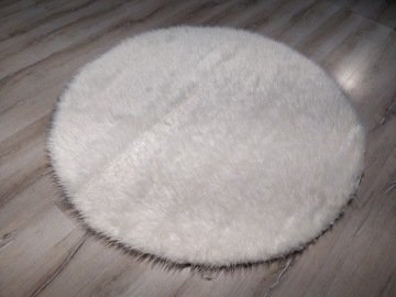 Yamalı Home Peluş Halı APost Beyaz Yuvarlak Halı 150x150 cm