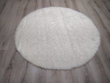Yamalı Home Peluş Halı APost Beyaz Yuvarlak Halı 150x150 cm